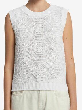 Falconeri Geometric Knit Cotton Sweater Tank White Size S